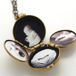 Vintage Coro (4) frame 1” embossed gold tone locket pendant (ask about chain)